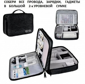 Органайзер Двухуровневый, многофункциональный органайзер для проводов, флешек, гаджетов.
Отличное качество, большой,  вместительный, удобный и практичный.
Материал: OXFOR
Размер: см.фото