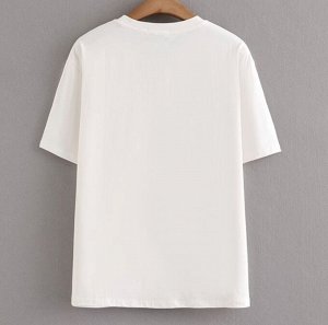 Женская футболка с принтом и цепочкой, белый