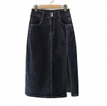 Женская эластичная джинсовая юбка с разрезом,  черная