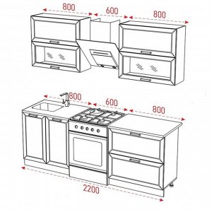 Кухонный гарнитур 1600 Монако, МДФ, Софт белый/Софт графит