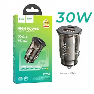 Автомобильное зарядное устройство HOCO DZ16 Load PD30W+QC3.0 1*USB-C+1*USB 3A