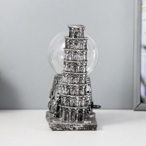 Плазменый шар "Пизанская башня" серый 14х10х16 см