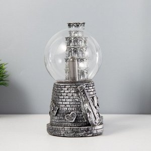 Плазменый шар "Пизанская башня" серый 14х10х16 см