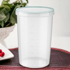 Бытпласт БАНКА для хранения, замораживания, разогревания продуктов &quot;ВИНТАЖ&quot; 1,5Л (Светло-голубой)