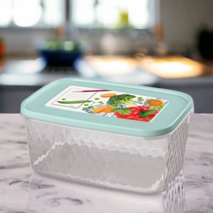 КОНТЕЙНЕР ДЛЯ ЗАМОРАЖИВАНИЯ И ХРАНЕНИЯ ПРОДУКТОВ С ДЕКОРОМ "КРИСТАЛЛ" 1,3 Л (Светло-голубой)