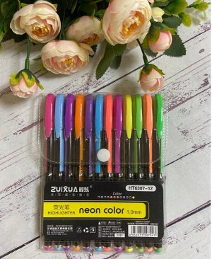 Набор гелевых ручек, 12 цветов хайлайтер neon color