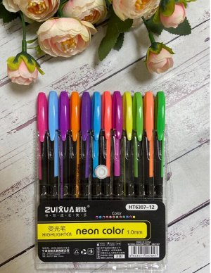 Набор гелевых ручек, 12 цветов хайлайтер neon color
