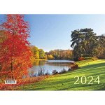 Календарь квартальный 3-х блочный на 2024 год &quot;Lamark. Серия Бизнес - Лесное озеро&quot;