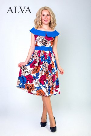 Платье Платье Альбина 8306 выполненное из  ткани набивной штапель, длина платья около 105-108 см
