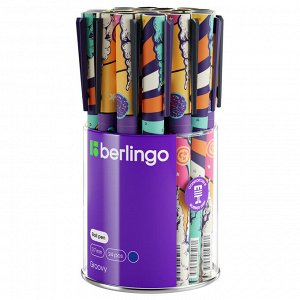 Ручка шариковая Berlingo ""Groovy"" синяя, 0,7мм, грип, рисунок на корпусе, soft-touch, ассорти