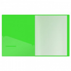 Папка с 60 вкладышами Berlingo ""Neon"", 24мм, 1000мкм, зеленый неон, с внутр. карманом
