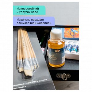 Набор художественных кистей щетина Гамма ""Студия"", 6шт., круглые №2, 6, 10 плоские №2, 6, 10, блисте