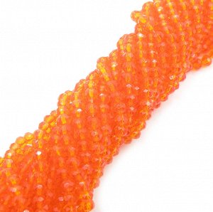 Хрустальные бусины рондель 3 мм оранжевые. Цена за 100 шт.