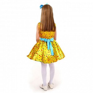 Карнавальный костюм «Стиляги 7», платье жёлтое в мелкий цветной горох, повязка, р. 34, рост 134 см