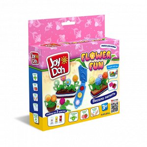 Масса для лепки Joy Doh, набор FLOWER FUN - ЦВЕТЫ, 3D формы цветов, 8 аксессуаров, 3 пакетика с тестом,  (3 х 20г.)