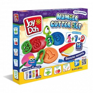 Масса для лепки Joy Doh, набор NUMBER CUTTER SET - УЧИМСЯ СЧИТАТЬ, пресс формы для цифр и вычислений,19 аксессуаров, 4 пакетика с тестом (4 x 50 г.)