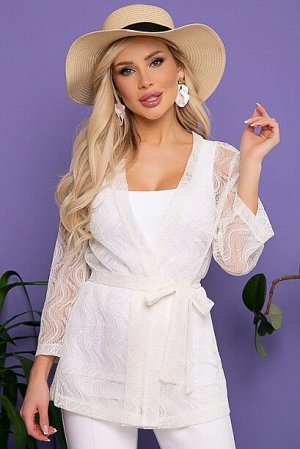 Жакет 8116 Жакет из кружевного полотна с поясом в комплекте.
30% вискоза 65% п/э,5% эластан