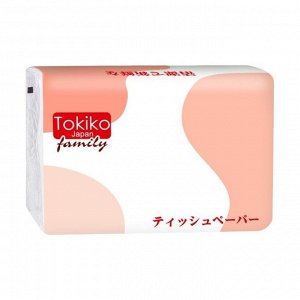 Салфетки бумажные в мягкой упаковке Family 2слойные Tokiko Japan 200шт