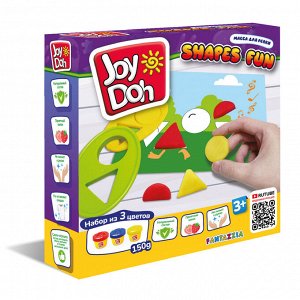 Масса для лепки Joy Doh, набор SHAPES FUN - ФОРМЫ, 8 карточек с трафаретам, 12 форм и аксессуаров, 3 баночки с тестом, (3 x 50 г.)