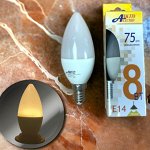 Лампочка СВЕТОДИОДНАЯ LED-C37-Regular свеча 8Вт 175-265В Е14 3000К 700Лм