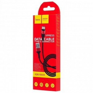 Кабель USB - Type-C Hoco X26 Xpress  100см 2A (black/red)