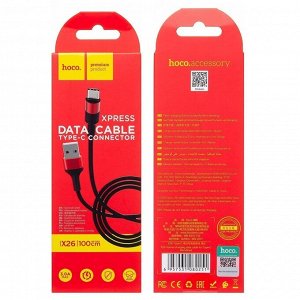 Кабель USB - Type-C Hoco X26 Xpress  100см 2A (black/red)