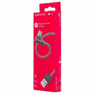 Кабель USB - micro USB Borofone BX26 Express  100см 2,4A  (gray)