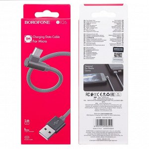 Кабель USB - micro USB Borofone BX26 Express  100см 2,4A  (gray)