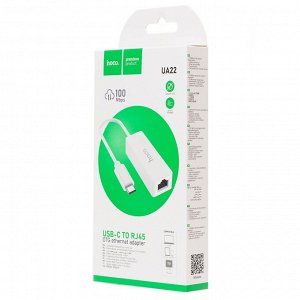 Адаптер Hoco UA22 OTG Type-C/ethernet RJ45(100 Mbps) (white)