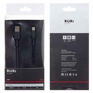 Кабель USB - Type-C Kurato RORI-T505  100см 2,4A  (black)