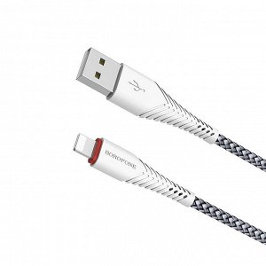 Кабель USB - Apple lightning Borofone BX25 Powerful  100см 2,4A (white)