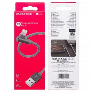Кабель USB - Apple lightning Borofone BX26 Express  100см 2,4A  (gray)