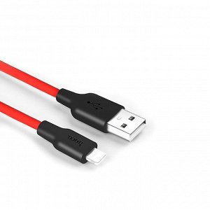 Кабель USB - Apple lightning Hoco X21 Silicone  100см 2A (black/red)