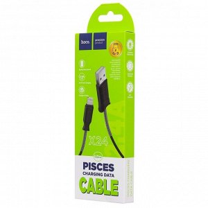 Кабель USB - Apple lightning Hoco X24 Pisces  100см 2,4A (black)