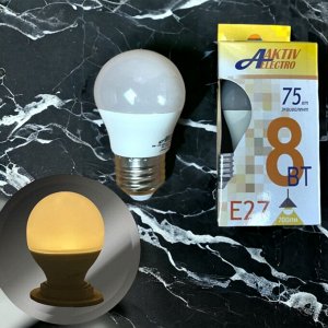 ЛАМПА СВЕТОДИОДНАЯ LED-G45-Regular шар 8Вт 175-265В Е27 3000К 700Лм