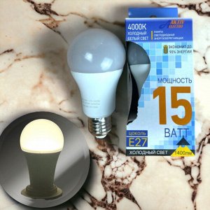 ЛАМПА СВЕТОДИОДНАЯ LED-A60-Regular 15Вт 220-240В Е27 4000К 1600Лм