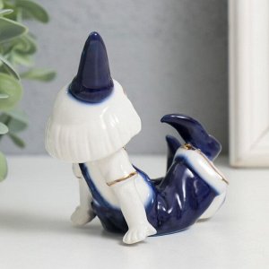 Фигурка керамика «Маленький клоун в колпаке с мячом», кобальт, 8.5?5?7 см
