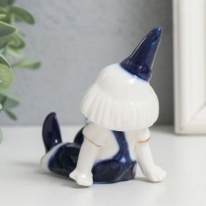 Фигурка керамика «Маленький клоун в колпаке с мячом», кобальт, 8.5?5?7 см