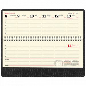 Планинг датированный 2024 305х140 мм BRAUBERG &quot;Comodo&quot;, под кожу, черный, 114807