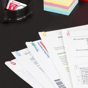 Скрепки ЭКСТРА ОФИСМАГ 28 мм цветные 100 штук, 271316
