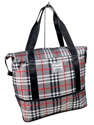 Дорожная сумка из текстиля, цвет серый с черным и красным