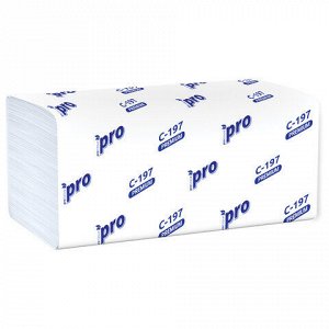 Полотенца бумажные 200 шт., PROtissue (H3) PREMIUM, 2-слойные, белые, КОМПЛЕКТ 20 пачек, 22х21 см, V-сложение, С197, C197