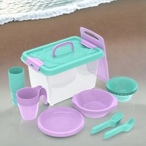 Набор посуды для пикника №7 «Все за стол» (6 персон, 44 предмета)