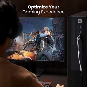 Кабель переходник аудио штекер Dual 3.5 мм. jack  - 3.5 мм гнездо алюминиевый (AV140) Ugreen