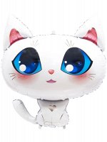 Фольга шар фигура Котенок Белый 32&quot;/81 см