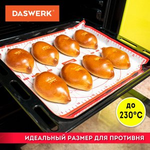 Коврик силиконовый для выпечки (раскатки/запекания) 30х40см, красный, DASWERK 608424