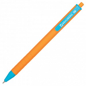 Ручка шариковая автоматическая BRAUBERG MIX, СИНЯЯ, корпус ассорти, узел 0,7мм, линия 0,35мм, 143457