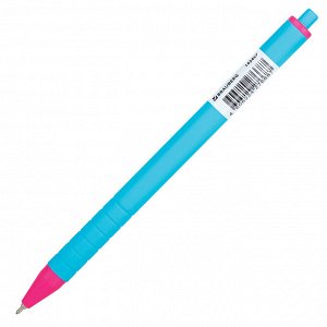 Ручка шариковая автоматическая BRAUBERG MIX, СИНЯЯ, корпус ассорти, узел 0,7мм, линия 0,35мм, 143457