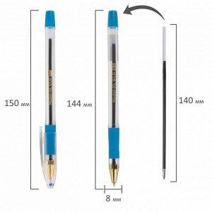 Ручка шариковая масляная с грипом BRAUBERG Model-XL GLD, СИНЯЯ, узел 0,5 мм, линия 0,25 мм, 143245