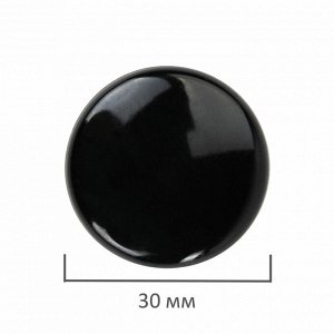 Магниты BRAUBERG BLACK&WHITE УСИЛЕННЫЕ 30 мм, НАБОР 10 шт, черные, 237466